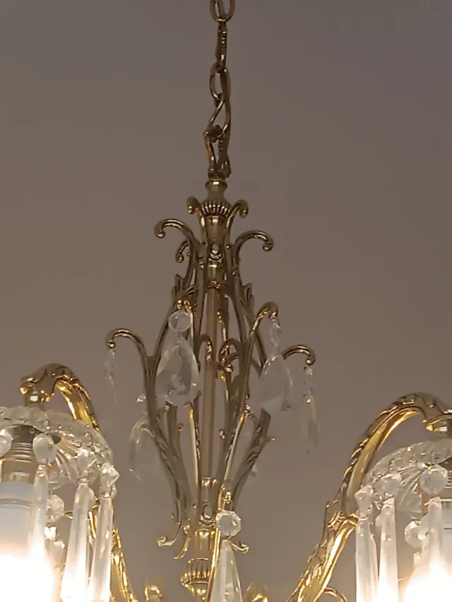 Lámpara araña bronce y cristal