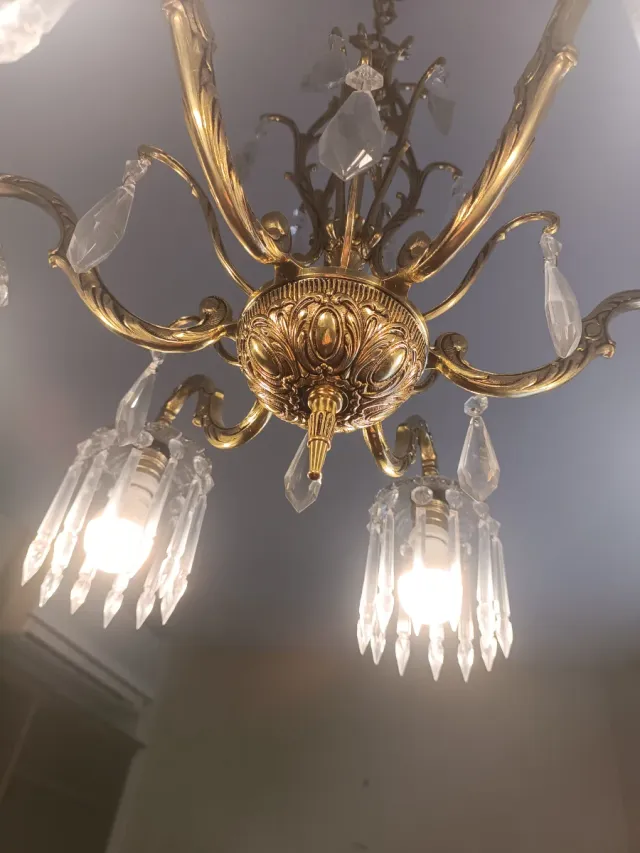 Lámpara araña bronce y cristal