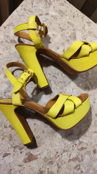 Sandali ASH donna gialli tacco alto plateau