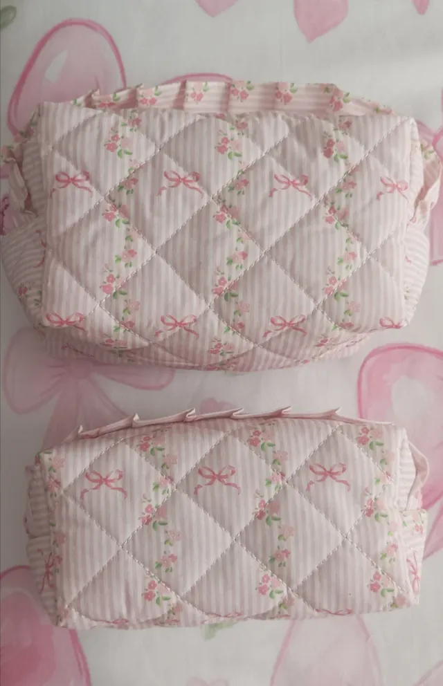 Set neceser coquet rosa y blanco