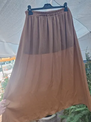 Falda larga marrón cintura elástica