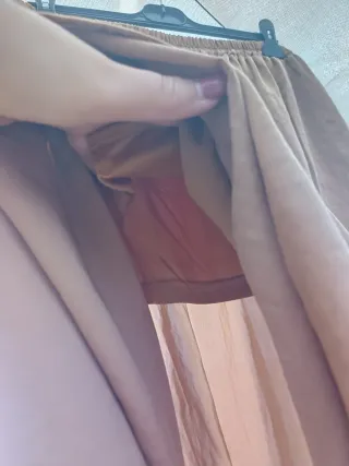 Falda larga marrón cintura elástica