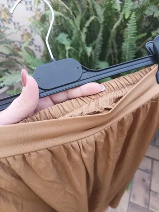 Falda larga marrón cintura elástica