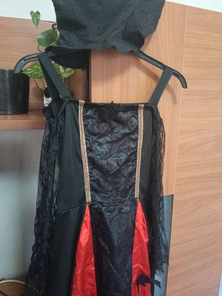 Disfraz Bruja Negro y Rojo Talla:10/12