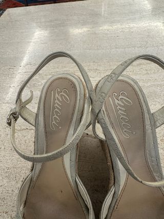 Sandalias Cuña Gucci Beige/Blanco