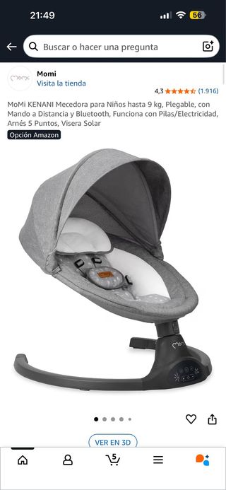 Silla mecedora para bebé gris