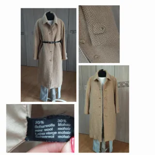 Cappotto Lana e Mohair Vintage Donna Beige tg 50