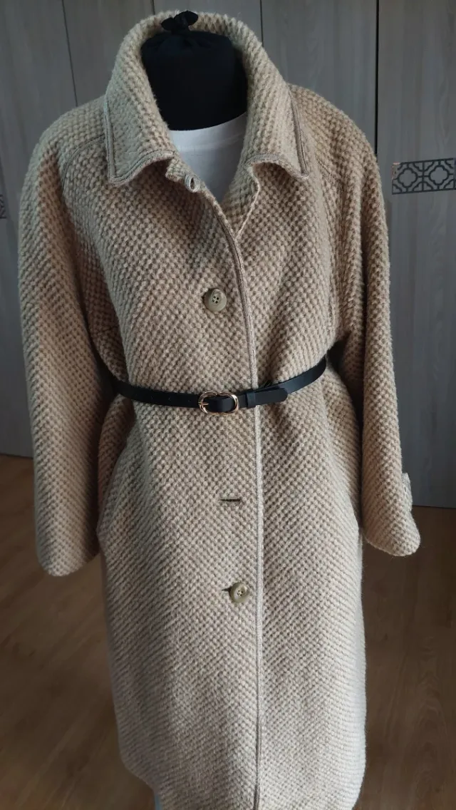 Cappotto Lana e Mohair Vintage Donna Beige tg 50