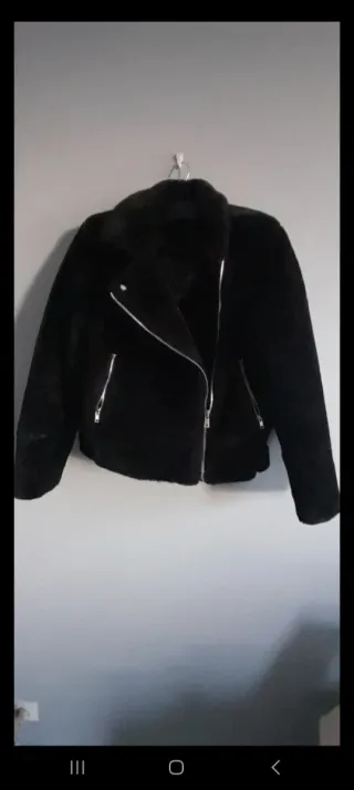 Chaqueta Biker Pelo Sintético Negra
