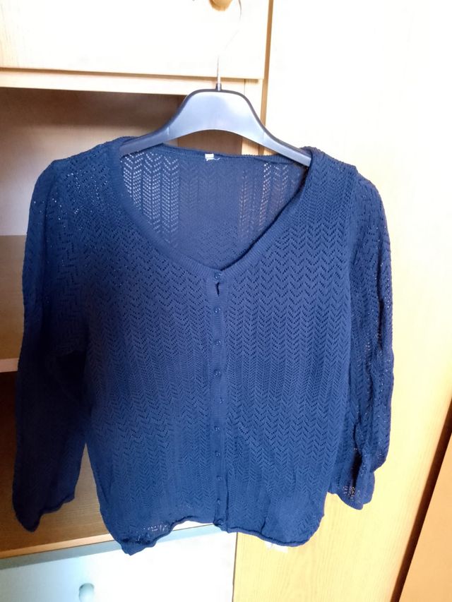 Maglietta donna traforata blu