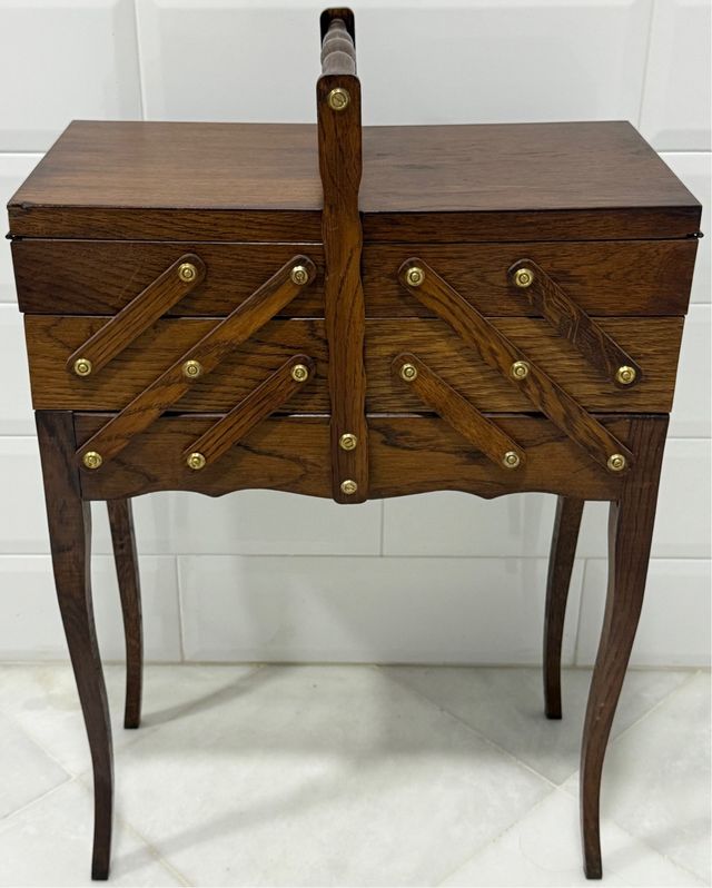ANTIGUO COSTURERO ACORDEÓN FRANCÉS MADERA NOBLE