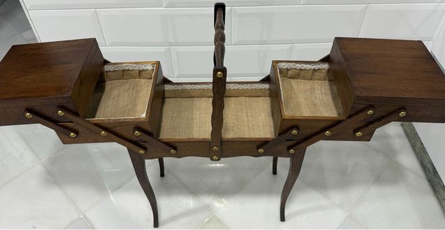 ANTIGUO COSTURERO ACORDEÓN FRANCÉS MADERA NOBLE