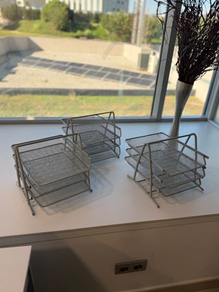 Lote 3 bandejas metálicas apilables oficina