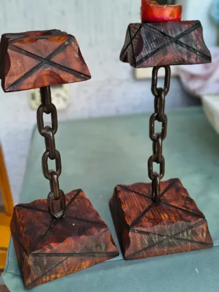 Coppia Portacandele Vintage Anni '70