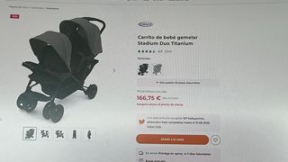 Carrito Gemelar Doble Graco Dúo Titanium