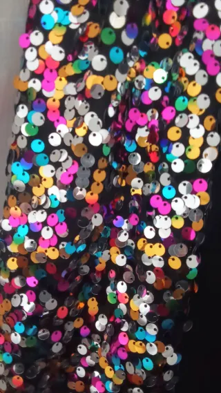 Vestido negro Shein mangas lentejuelas T S