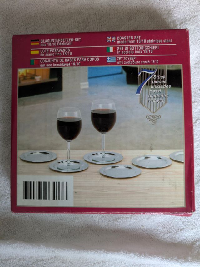 Set 7 Sottobicchieri in acciaio inox 18/10