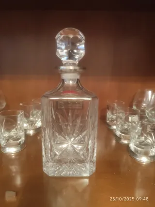 Cristalería Plata de Ley Vasos y Decantador