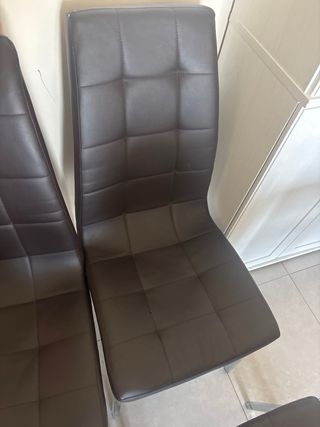 Set 4 Sillas Comedor Piel Sintética Marrón