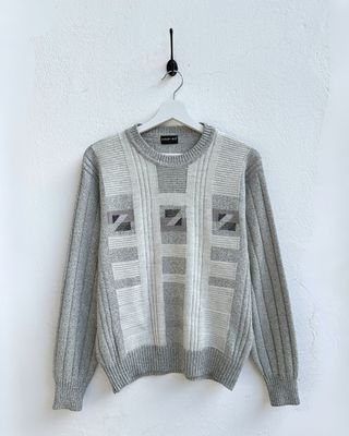 Jersey Lana Robert Red Geométrico Retro Gris