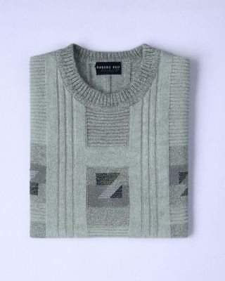 Jersey Lana Robert Red Geométrico Retro Gris