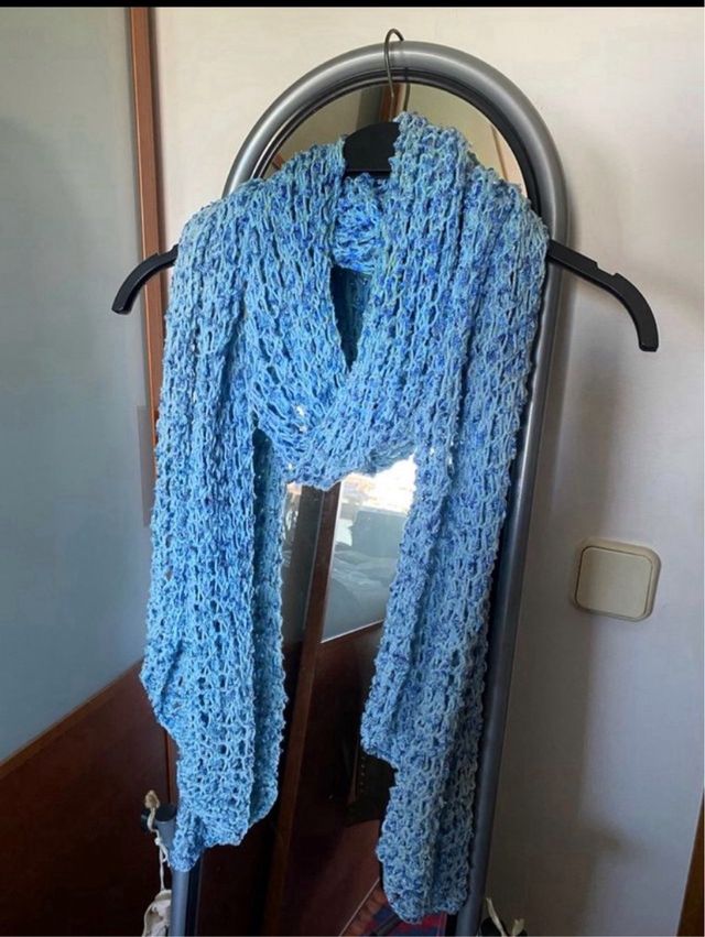 Bufanda/chal/echarpe/azul/ crochet.