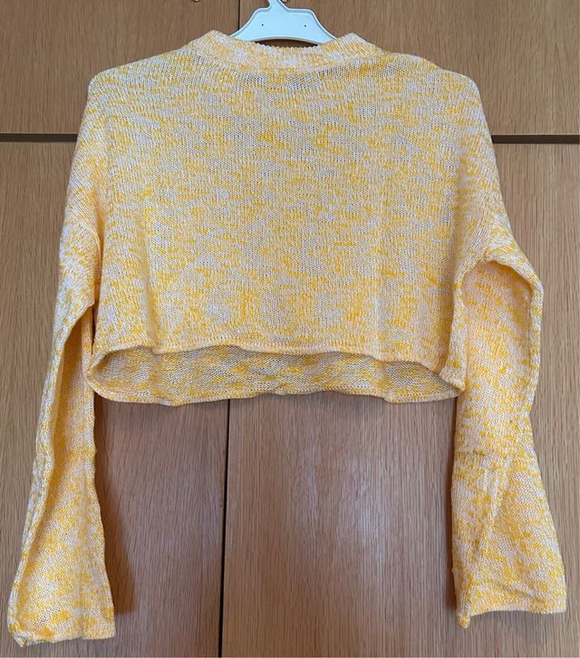 Jersey fino corto amarillo y blanco