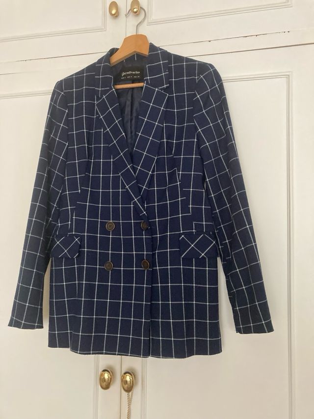 Blazer cuadros Stradivarius azul