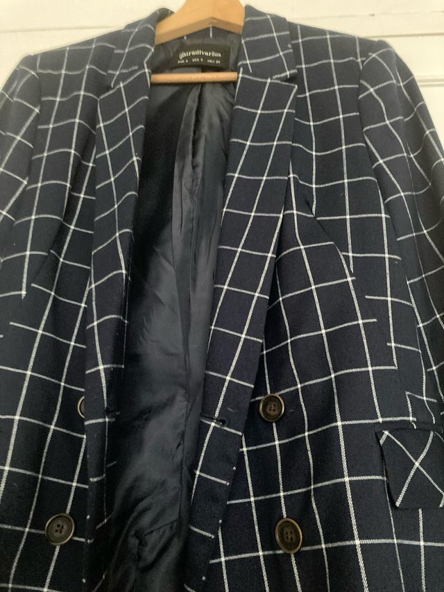 Blazer cuadros Stradivarius azul