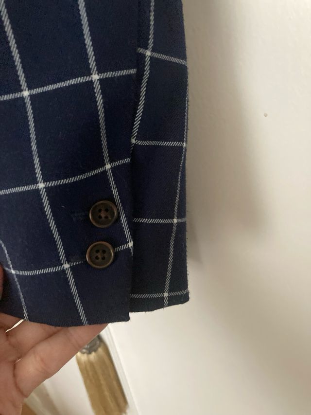 Blazer cuadros Stradivarius azul