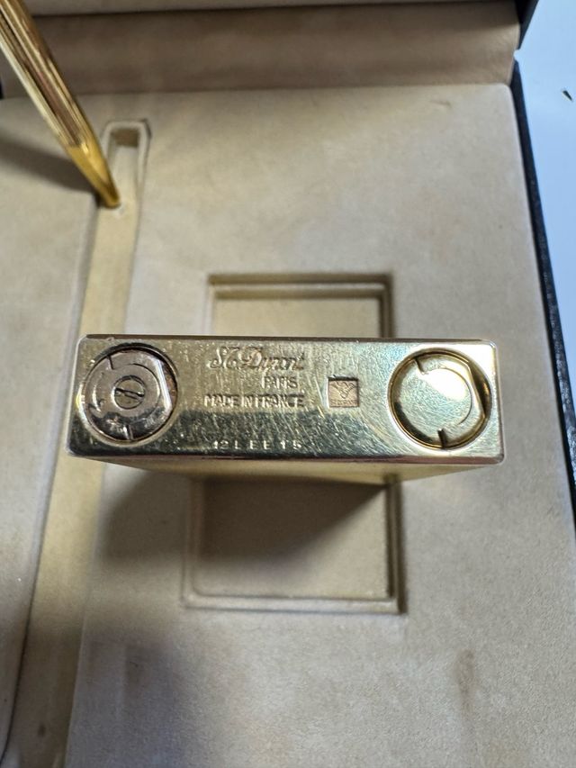 Mechero Dupont Oro Original con bolígrafo.