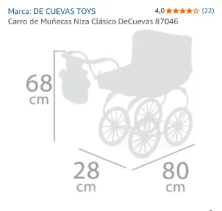 Carrito rosa decuevas + cuna y bebé