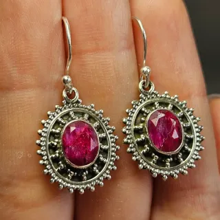 Pendientes Plata 925 con rubí
