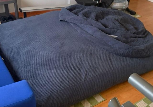 Puf Convertible 2 en 1 Azul/Gris