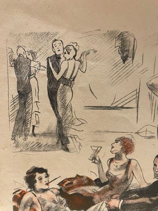 Stampa antica con scena di ballo