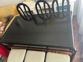 Mesa comedor y 6 sillas madera y cristal