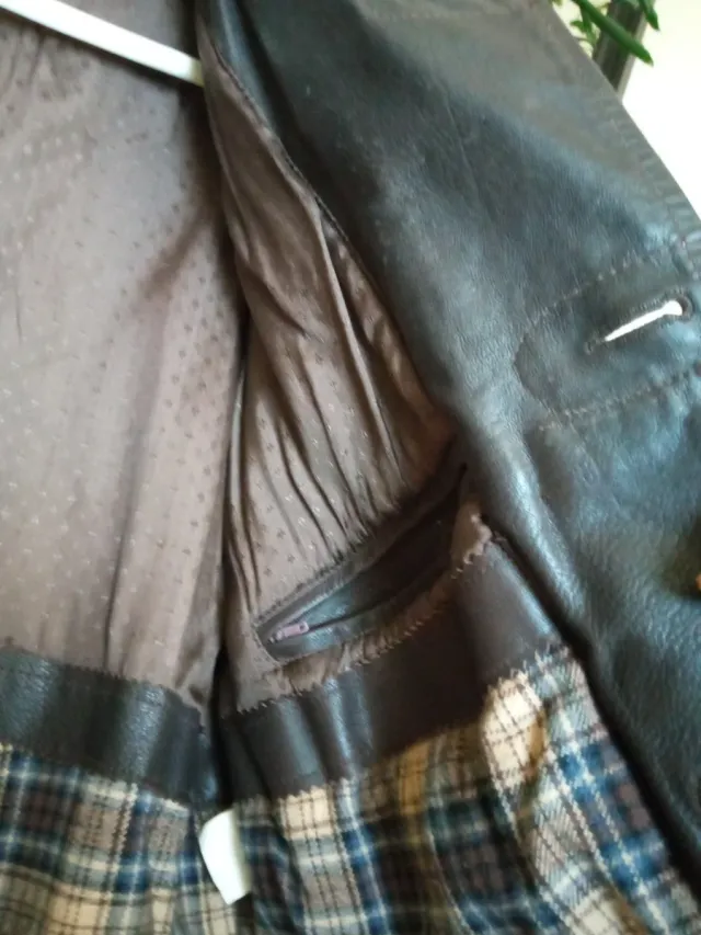 Chaqueta Vintage Pana y Cuero Hombre Talla L