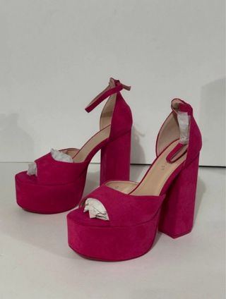 Tacchi Plateau Camoscio Rosa Ideal Shoes 37