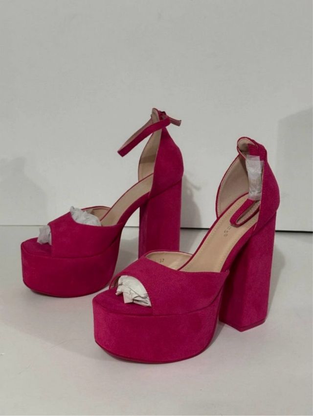 Tacchi Plateau Camoscio Rosa Ideal Shoes 37