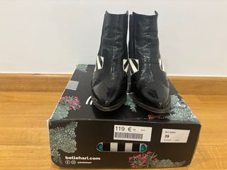 Botines Bellehari cebra negros y blancos