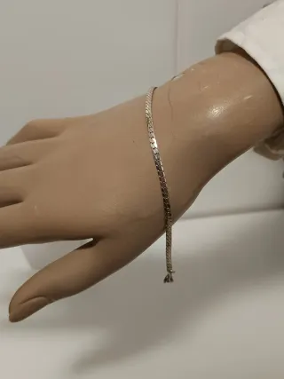 Pulsera tobillera larga plata de ley bañada en oro