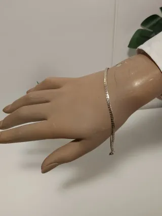 Pulsera tobillera larga plata de ley bañada en oro