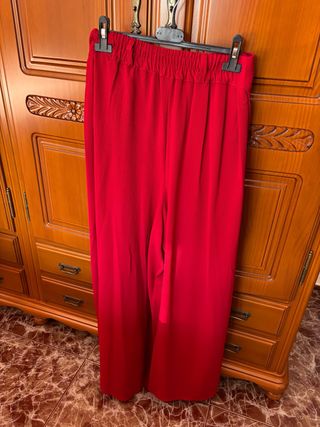 Pantalones anchos rojos de vestir