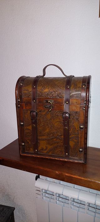 Caja Cofre Baúl para 2 Botellas