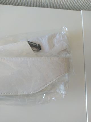 Cinturón Minueto Blanco Hebilla Plateada