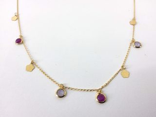 cadena oro 18k con piedra con circonita 20cm