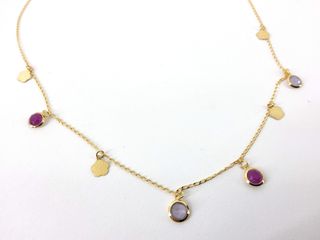 cadena oro 18k con piedra con circonita 20cm