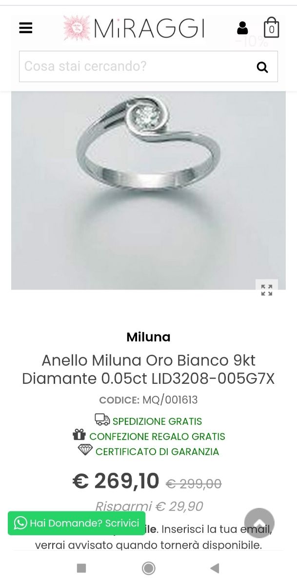 Anello Miluna in oro con diamante