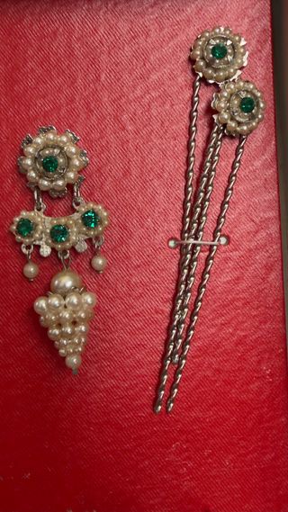 Aderezo Fallera Adulto Perlas y Piedras Verdes