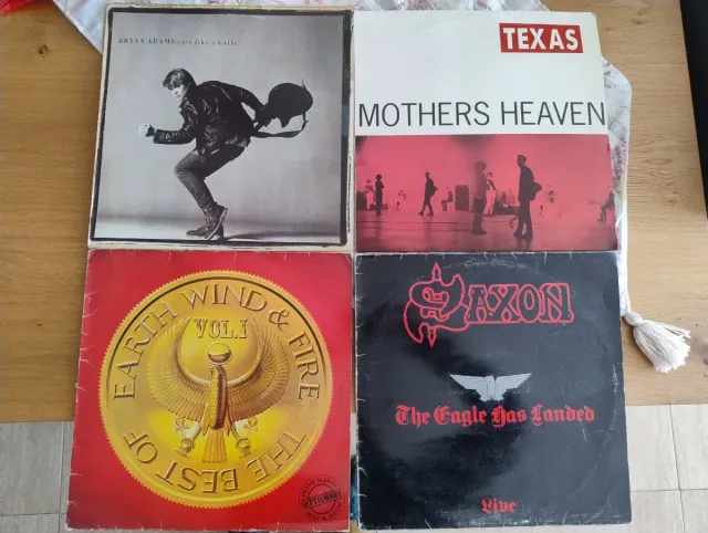 Lote 4 Vinilos: Bryan Adams, Texas, Earth, Saxon